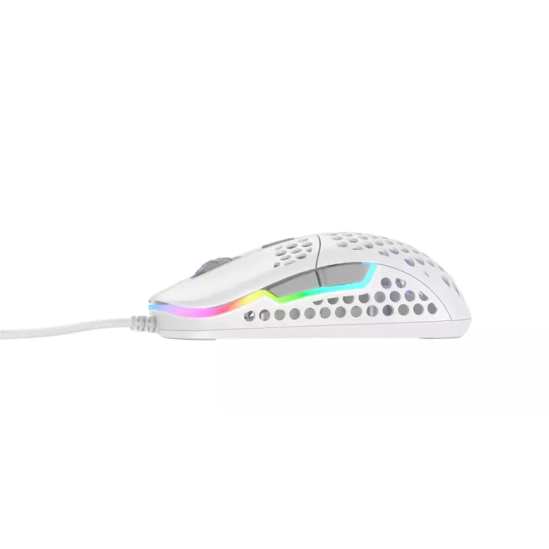 XTRFY M42 symetryczna mysz gamingowa — sensor optyczny, 16 000 DPI, USB Type-A, biała, RGB