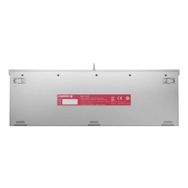 Przewodowa klawiatura mechaniczna dla graczy Cherry MX 2.0S — pełnowymiarowa (100%), układ QWERTZ niemiecki, podświetlenie RGB, USB, biała