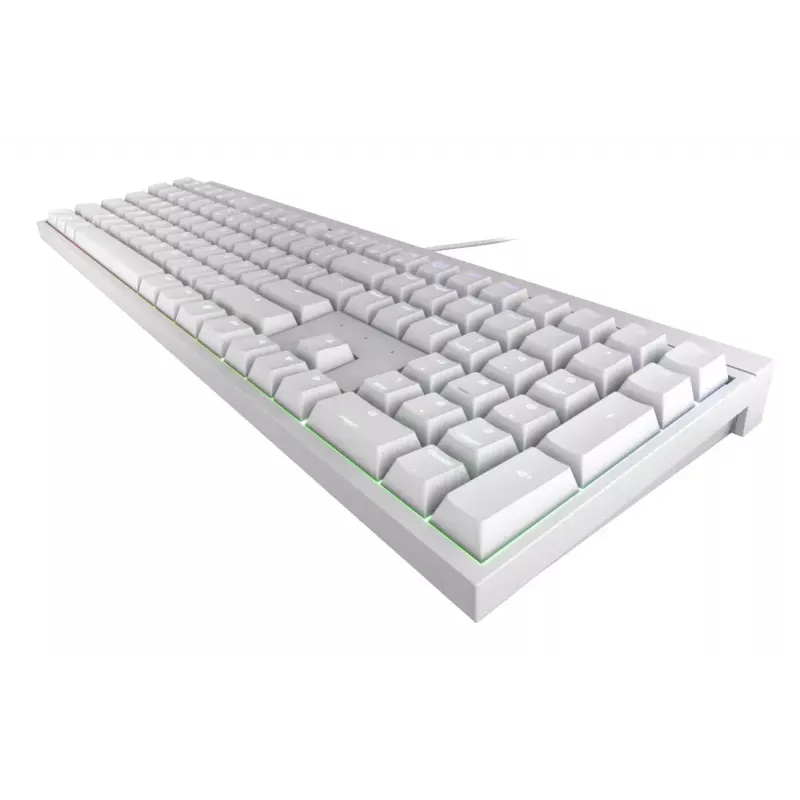 Przewodowa klawiatura mechaniczna dla graczy Cherry MX 2.0S — pełnowymiarowa (100%), układ QWERTZ niemiecki, podświetlenie RGB, USB, biała