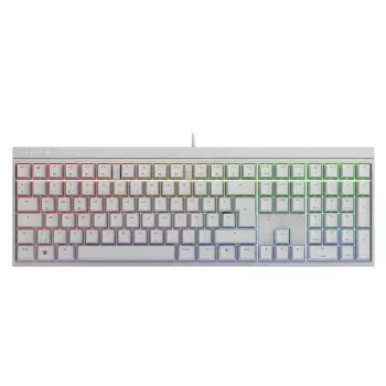 Przewodowa klawiatura mechaniczna dla graczy Cherry MX 2.0S — pełnowymiarowa (100%), układ QWERTZ niemiecki, podświetlenie RGB, USB, biała