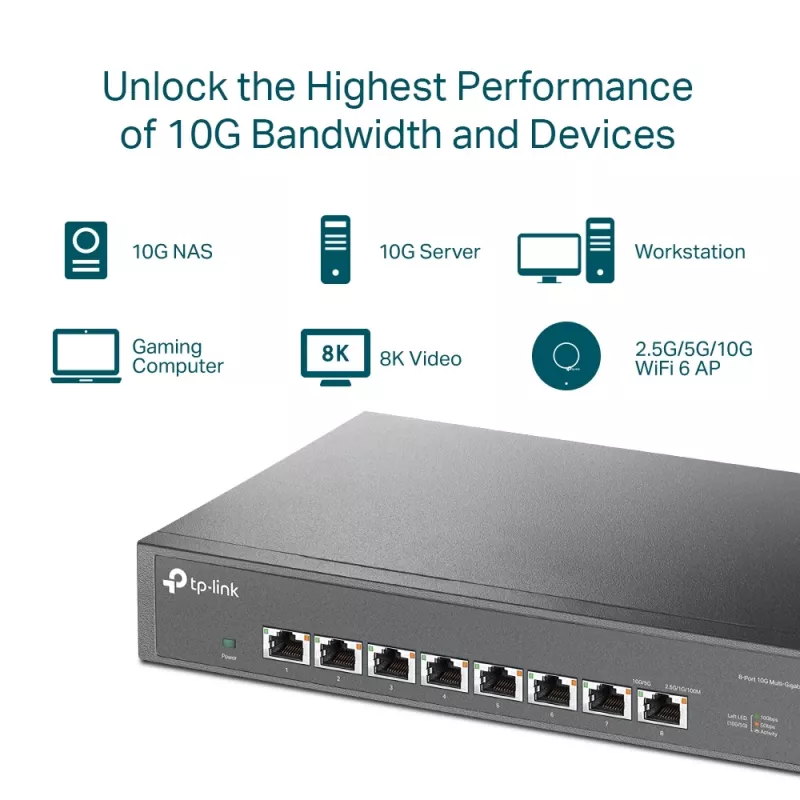 Przełącznik niezarządzalny TP-Link TL-SX1008 8-portowy 10G Desktop/Rackmount