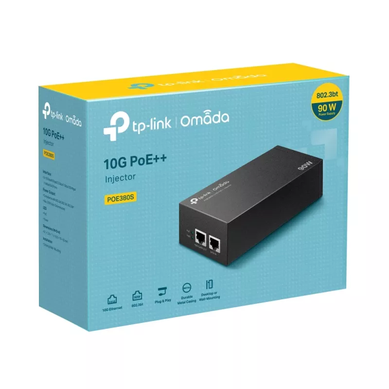 PoE Injector TP-Link Omada POE380S 10 Gigabit Ethernet 100-240V Czarny
