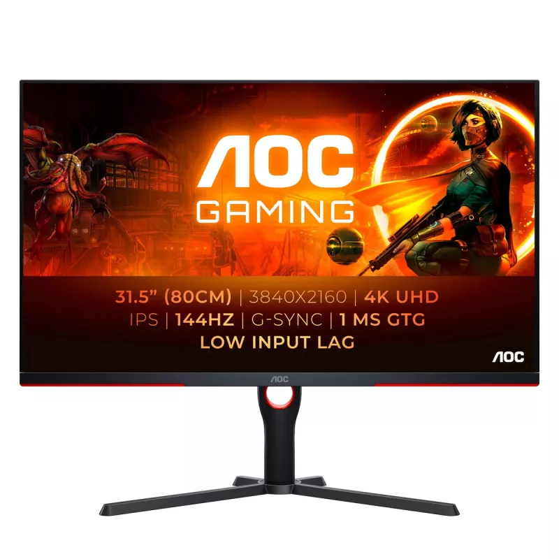 Monitor komputerowy AOC G3 U32G3X/BK 80 cm (31,5 cala) 3840 x 2160 pikseli 4K Ultra HD LED Czarny, Czerwony