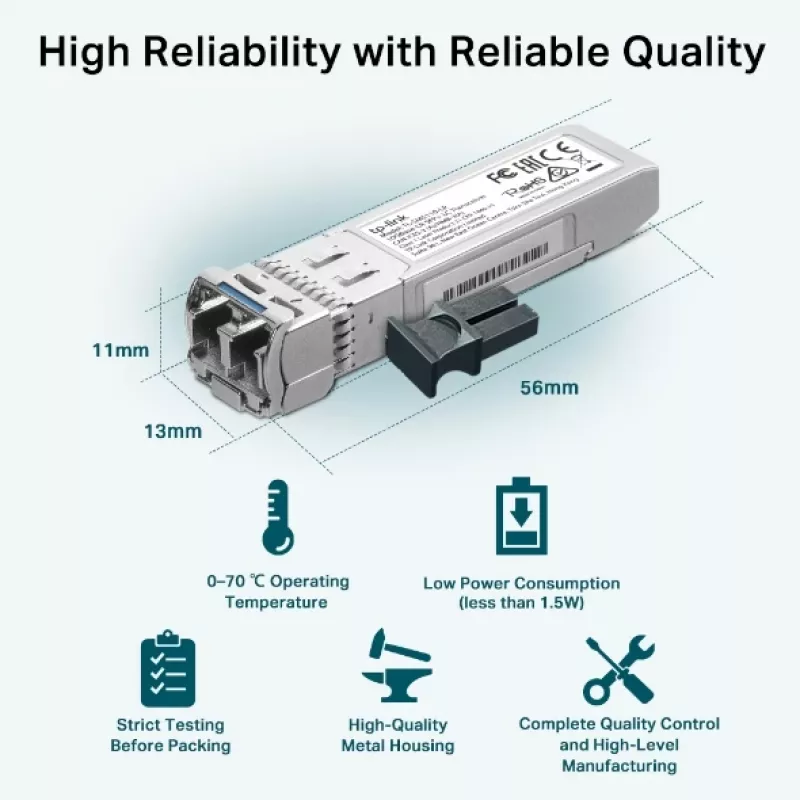 Moduł nadawczo-odbiorczy sieciowy TP-Link SM5110-LR, światłowodowy, 10000 Mbit/s, SFP+, 1310 nm
