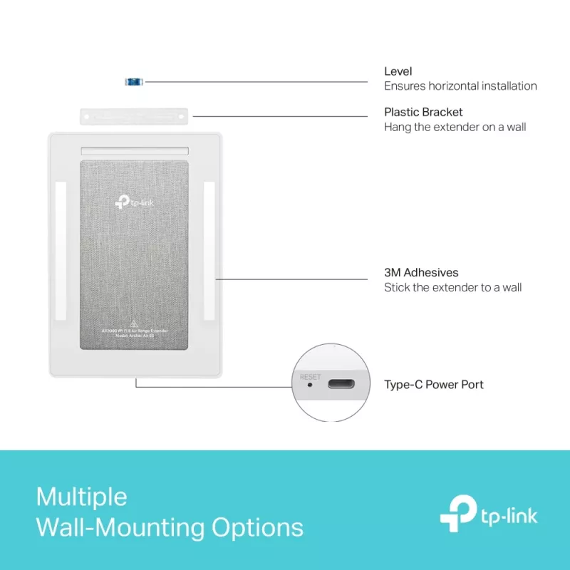 TP-Link Archer AX3000 Dwuzakresowy Wzmacniacz Sygnału Wi-Fi 6 Air, Repeater sieciowy, 2976 Mbit/s, Biały, Ścienny, FCC, RoHS, 12 V