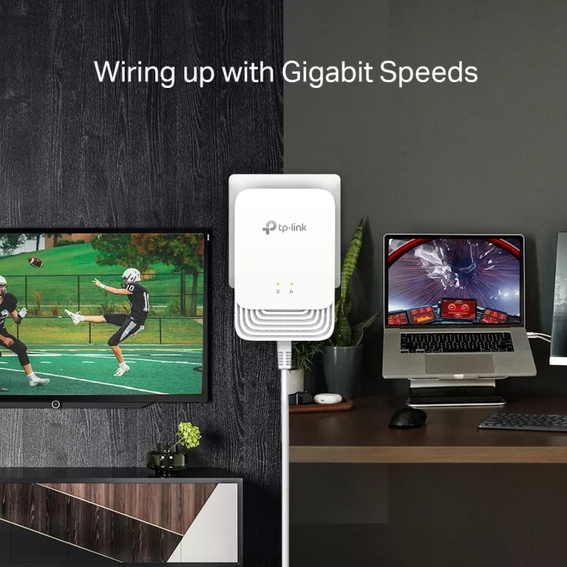 TP-Link G.hn1200 Powerline Kit, 607 Mbit/s, Gigabit Ethernet, 10,100,1000 Mbit/s, HomePlug AV2, 300 m, biały