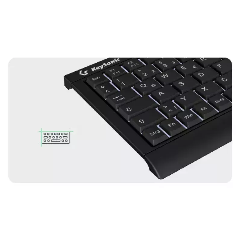 Klawiatura KeySonic KSK-3011ELC (DE) Dom USB QWERTZ Niemiecki Czarny