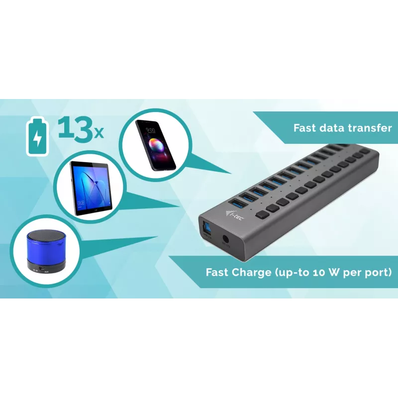 i-tec USB 3.0 Charging HUB 13port + zasilacz 60 W