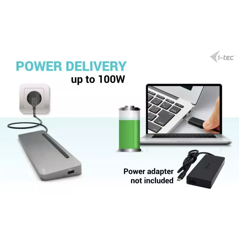 i-tec USB-C Metal Ergonomic 3x 4K Display Docking Station + Power Delivery 100 W