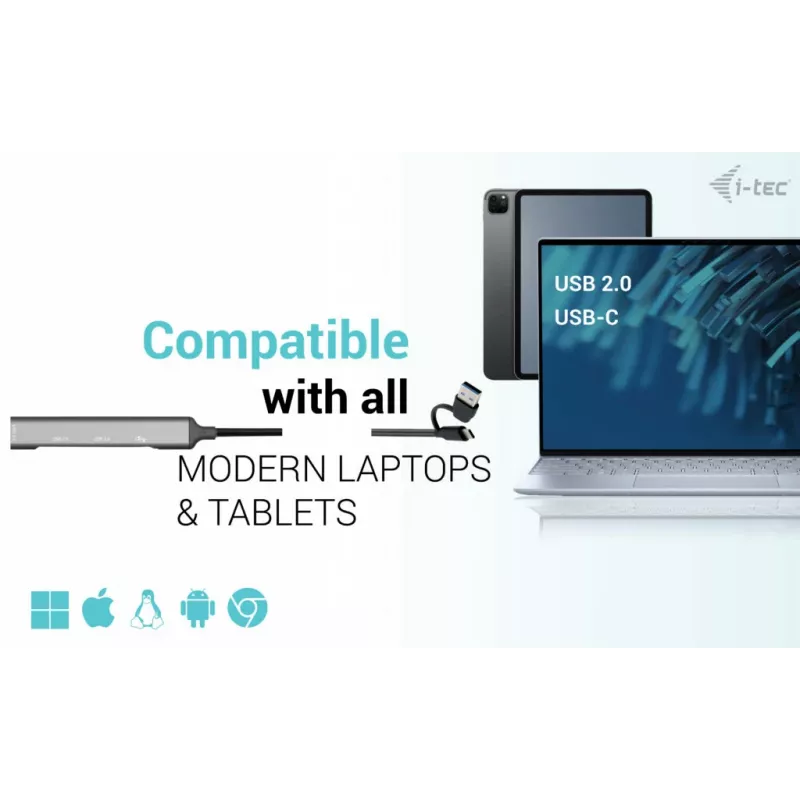 i-tec USB-C/USB-A metalowy HUB 1x USB 3.0 + 3x USB 2.0
