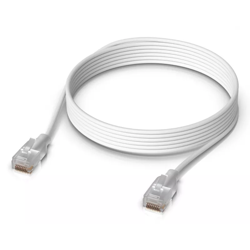 Sieciowy kabel krosowy UBIQUITI UACC-Cable-Patch-EL-3M-W — Cat6, 3 m, 2.5 GbE, PoE++ (4PPoE), biały