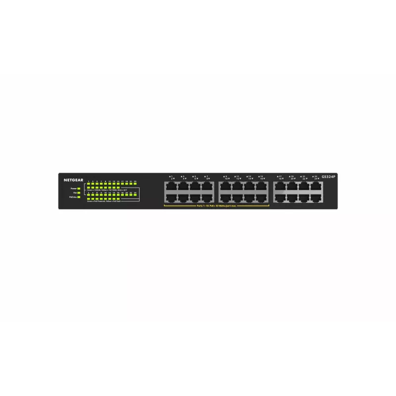 NETGEAR GS324P Niezarządzalny Gigabit Ethernet (10/100/1000) Power over Ethernet (PoE) 1U Czarny