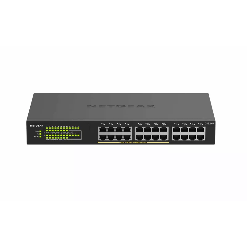 NETGEAR GS324P Niezarządzalny Gigabit Ethernet (10/100/1000) Power over Ethernet (PoE) 1U Czarny