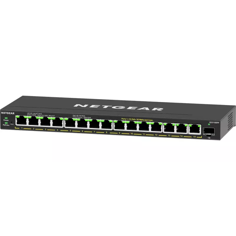 Przełącznik zarządzalny NETGEAR GS316EPP 16-Port PoE+ Gigabit Ethernet
