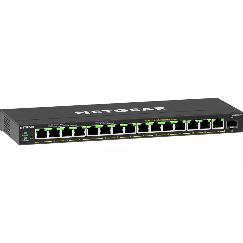 Przełącznik zarządzalny NETGEAR GS316EPP 16-Port PoE+ Gigabit Ethernet