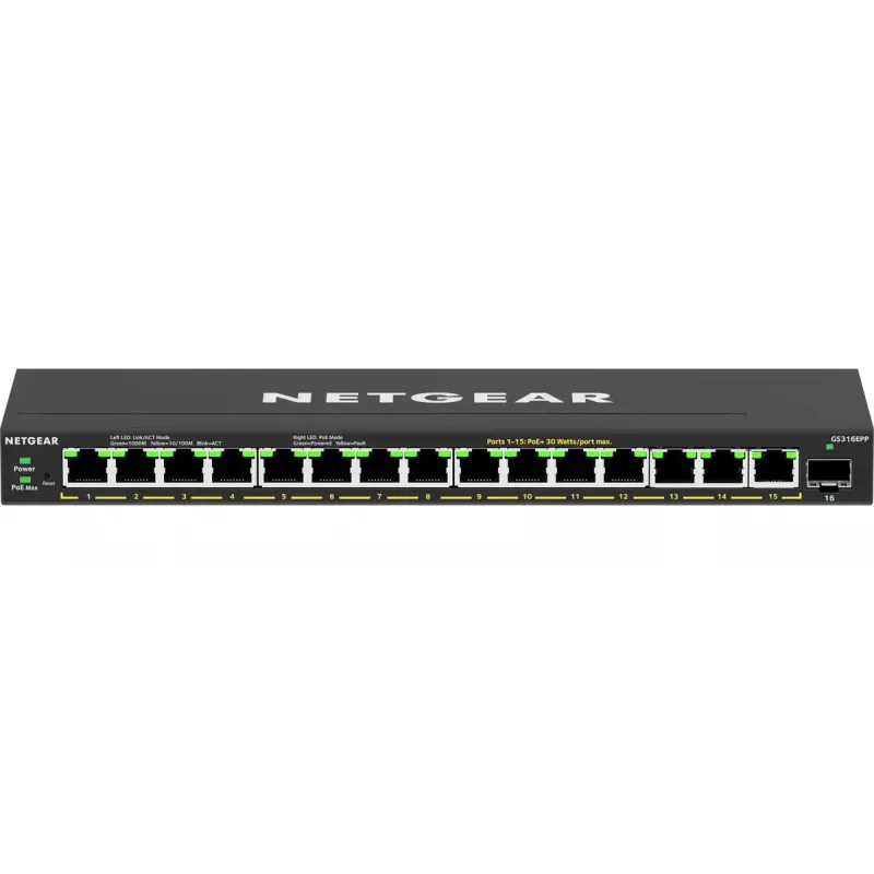 Przełącznik zarządzalny NETGEAR GS316EPP 16-Port PoE+ Gigabit Ethernet