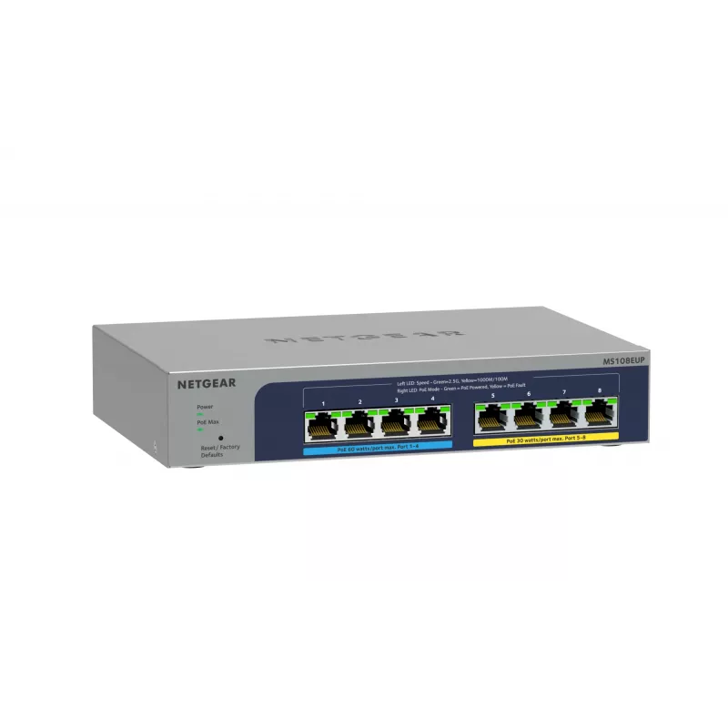 NETGEAR 8-port Ultra60 PoE++ Multi-Gigabit (2.5G) Ethernet Plus Switch Managed L2/L3 2.5G Ethernet (100/1000/2500) Power over Ethernet (PoE) szary