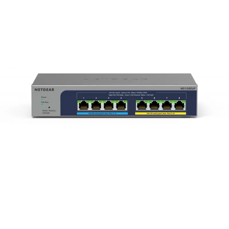 NETGEAR 8-port Ultra60 PoE++ Multi-Gigabit (2.5G) Ethernet Plus Switch Managed L2/L3 2.5G Ethernet (100/1000/2500) Power over Ethernet (PoE) szary