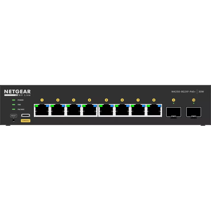 Przełącznik zarządzalny NETGEAR GSM4210PX 8x1G PoE+ 220W 2xSFP+