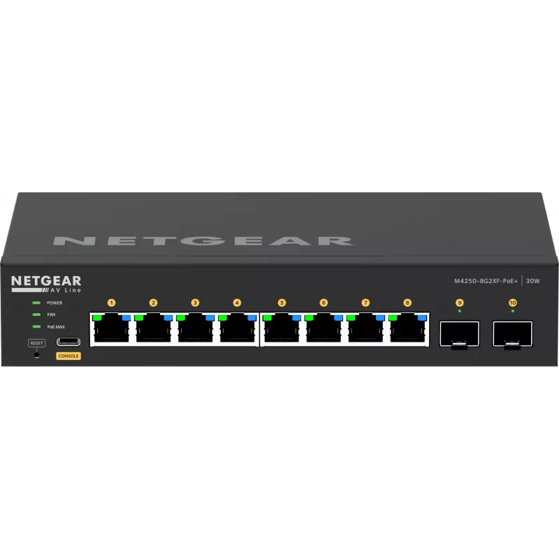 Przełącznik zarządzalny NETGEAR GSM4210PX 8x1G PoE+ 220W 2xSFP+