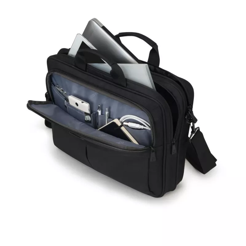DICOTA Top Traveller Scale – torba na notebooka 12-14,1 cala – czarna / 600D z recyklingowanego PET
