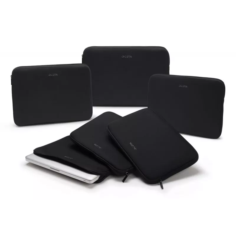 DICOTA Perfect Skin - 12-12.5in Notebook Sleeve - Czarny / Synthetic Neoprene With 100% Recycled Surface Fabric