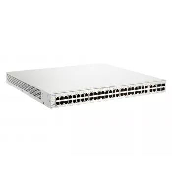 D-Link 52-portowy gigabitowy przełącznik inteligentny PoE+ Nuclias Smart Managed z 4 portami Combo 1G, 370 W