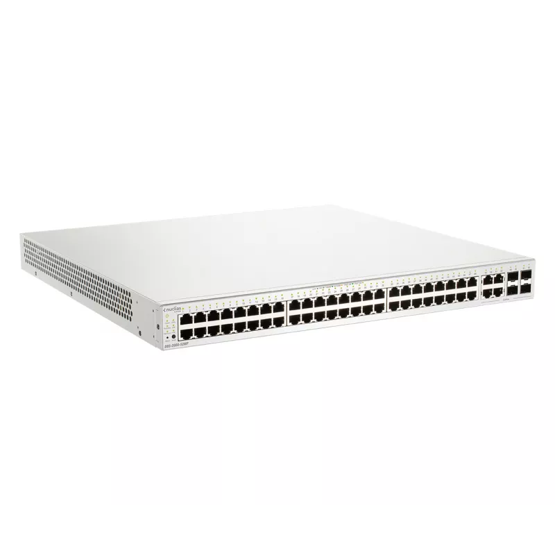 D-Link 52-portowy gigabitowy przełącznik inteligentny PoE+ Nuclias Smart Managed z 4 portami Combo 1G, 370 W