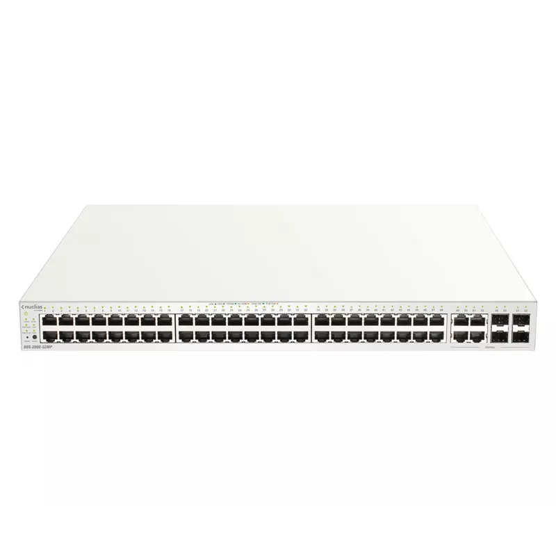 D-Link 52-portowy gigabitowy przełącznik inteligentny PoE+ Nuclias Smart Managed z 4 portami Combo 1G, 370 W