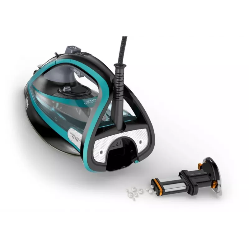 Tefal Ultimate Pure FV9844 Żelazko suche i parowe, stopa Durilium Autoclean, 3200 W, czarny, niebieski
