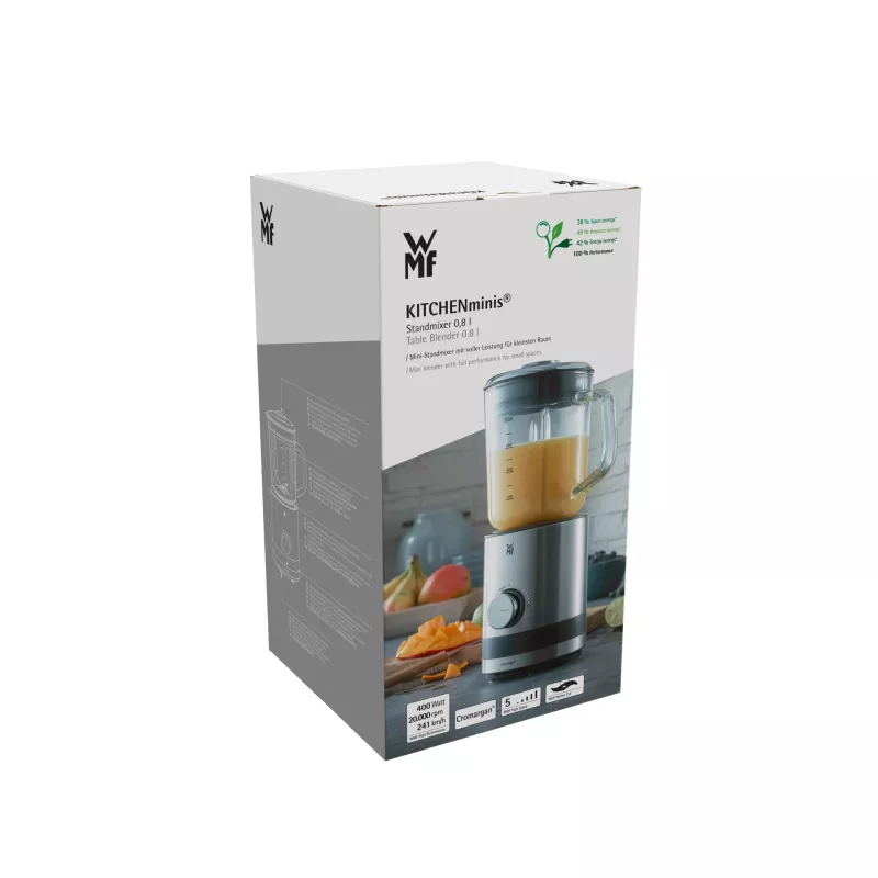 WMF KITCHENminis 0416490011 Blender stołowy 0,8 L 400 W Czarny, Stal nierdzewna, Przezroczysty