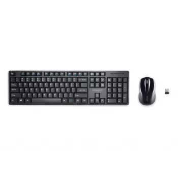 Kensington Pro Fit Wireless Desktop - Niemcy, Pełnowymiarowa (100%), Bezprzewodowa, RF Wireless, QWERTZ, Czarna, Mysz w zestawie