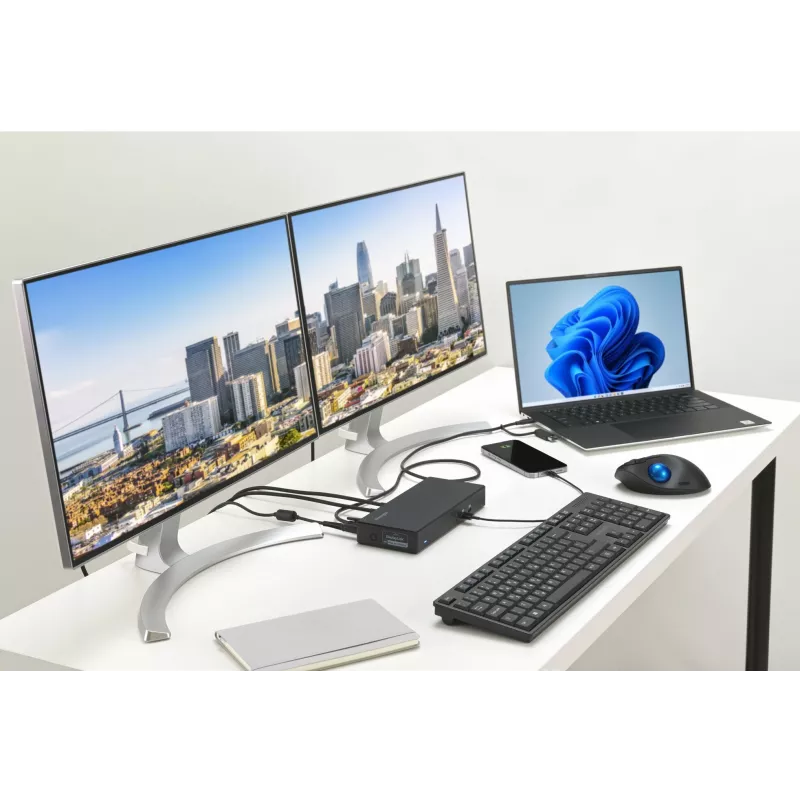 Stacja dokująca Kensington SD4781P EQ USB-C i USB-A Dual 4K, przewodowa, USB 3.2 Gen 2 (3.1 Gen 2) Type-C, 100 W, 3,5 mm, 10,100,1000 Mbit/s, czarna