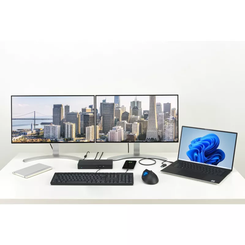 Stacja dokująca Kensington SD4781P EQ USB-C i USB-A Dual 4K, przewodowa, USB 3.2 Gen 2 (3.1 Gen 2) Type-C, 100 W, 3,5 mm, 10,100,1000 Mbit/s, czarna