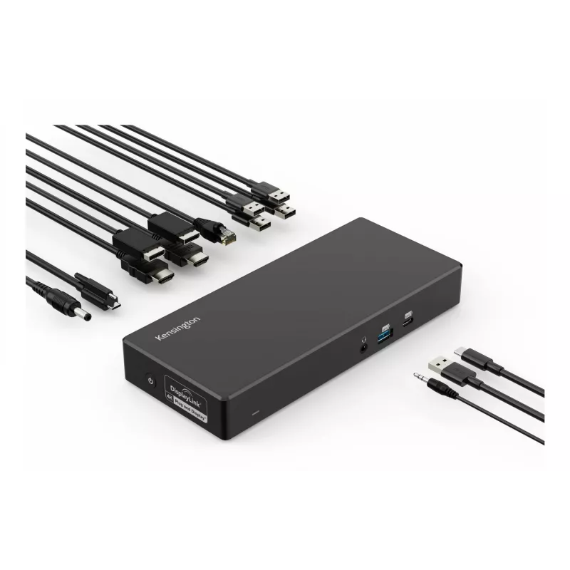 Stacja dokująca Kensington SD4781P EQ USB-C i USB-A Dual 4K, przewodowa, USB 3.2 Gen 2 (3.1 Gen 2) Type-C, 100 W, 3,5 mm, 10,100,1000 Mbit/s, czarna