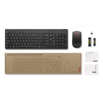 Klawiatura Lenovo 4X31R64467 z myszą w zestawie Uniwersalna RF Wireless Niemiecki Czarny