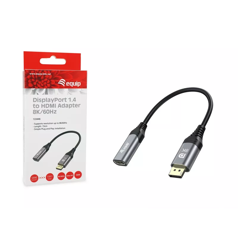 Equip DisplayPort 1.4 do HDMI Adapter 8K 60Hz 0.15m