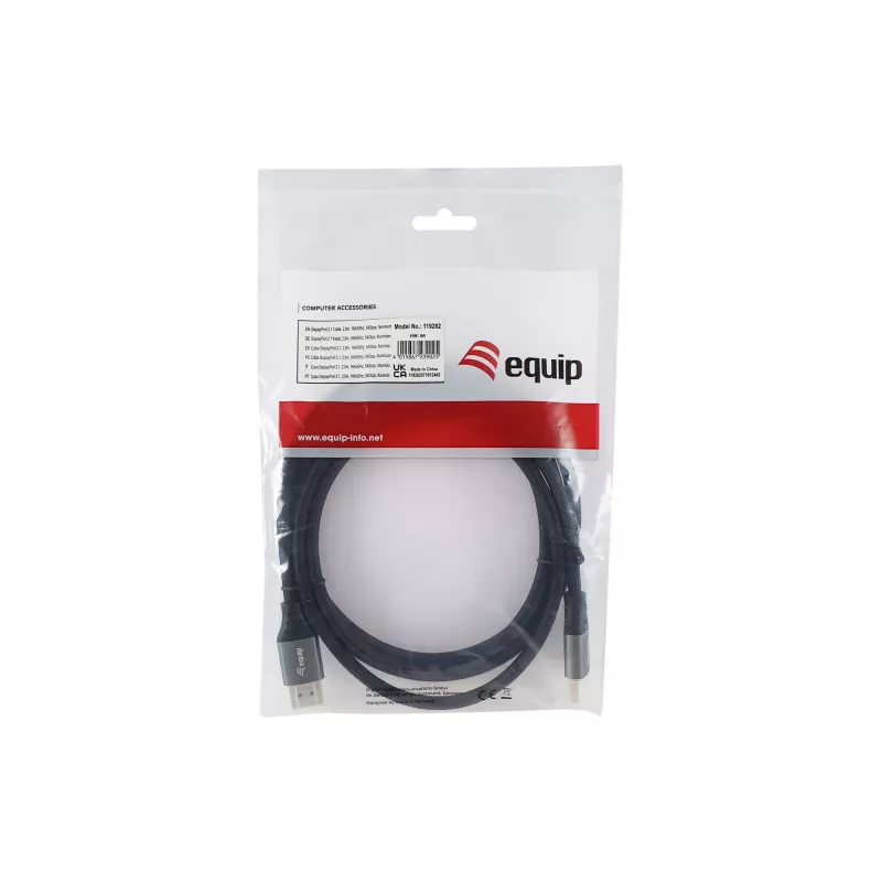 Equip DisplayPort 2.1 Premium kabel, 2,0 m, 16K/60 Hz, 54 Gb/s