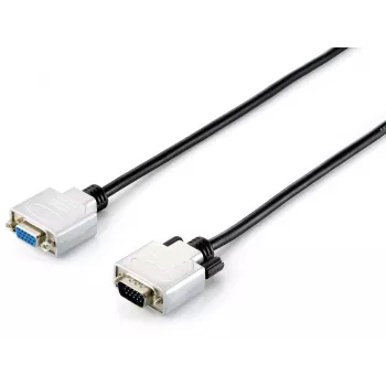 Przedłużacz Equip HD15 VGA, 1,8 m, 1,8 m, VGA (D-Sub), VGA (D-Sub), męski, żeński, czarny, srebrny