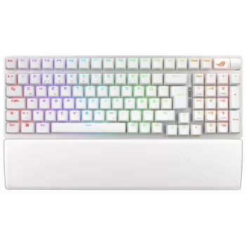 Klawiatura ASUS ROG Strix Scope II 96 Wireless do gier USB + RF bezprzewodowa + Bluetooth QWERTZ niemiecki biała