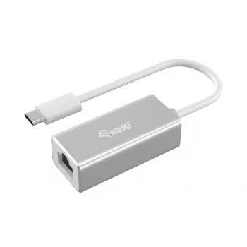Adapter sieciowy Equip USB Type C na RJ45 Gigabit, przewodowy, USB Type-C, Ethernet, 1000 Mbit/s, srebrny