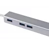 Koncentrator USB-C na 3 porty USB 3.0 z adapterem Gigabit, USB 3.2 Gen 1 (3.1 Gen 1) Type-C, Srebrny, USB 3.2 Gen 1 (3.1 Gen 1) Type-A, WLAN, Aluminium, 22 mm, 15 mm