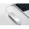 Koncentrator USB-C na 3 porty USB 3.0 z adapterem Gigabit, USB 3.2 Gen 1 (3.1 Gen 1) Type-C, Srebrny, USB 3.2 Gen 1 (3.1 Gen 1) Type-A, WLAN, Aluminium, 22 mm, 15 mm