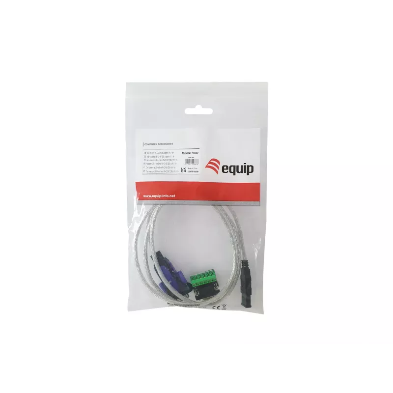 Kabel adapterowy Equip USB-A na RS-422/485 DB9, szary, 1,5 m, USB Type-A, DB-9, męski, męski