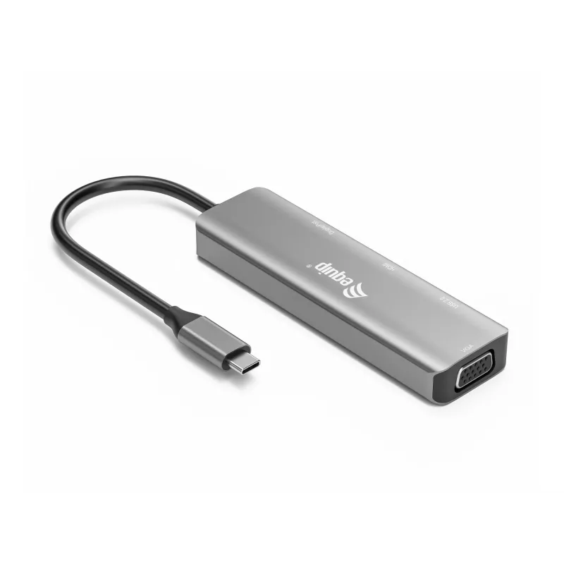 Adapter Equip USB-C na HDMI/DisplayPort/VGA/USB, USB Type-C, wyjście HDMI, wyjście DisplayPort, wyjście VGA (D-Sub), 3840 x 2160 pikseli