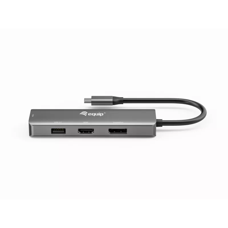 Adapter Equip USB-C na HDMI/DisplayPort/VGA/USB, USB Type-C, wyjście HDMI, wyjście DisplayPort, wyjście VGA (D-Sub), 3840 x 2160 pikseli