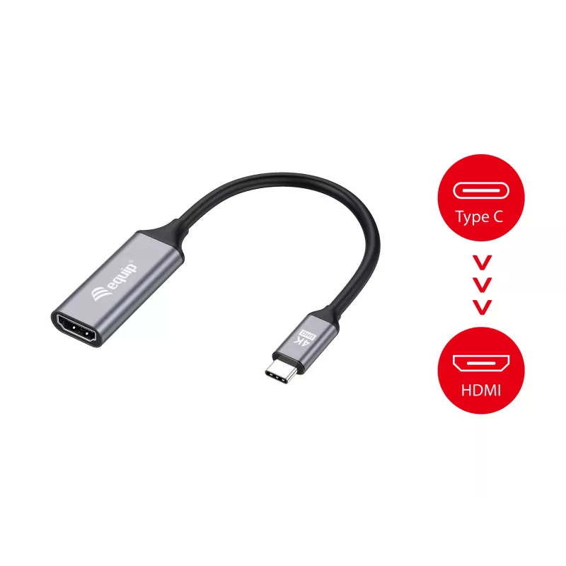 Equip USB-C do HDMI 2.0 Adapter, 4K/60Hz, 0,15 m, USB Type-C, HDMI, Męski, Żeński, Prosty
