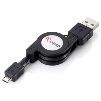 Kabel zwijany Equip USB 2.0 Type A na Micro-B, 1,0 m, czarny