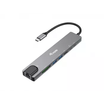 Equip USB-C 8 w 1 wielofunkcyjny adapter, przewodowy, USB Type-C, 100 W, 1000 Mbit/s, 1000BASE-T, IEEE 802.3ab