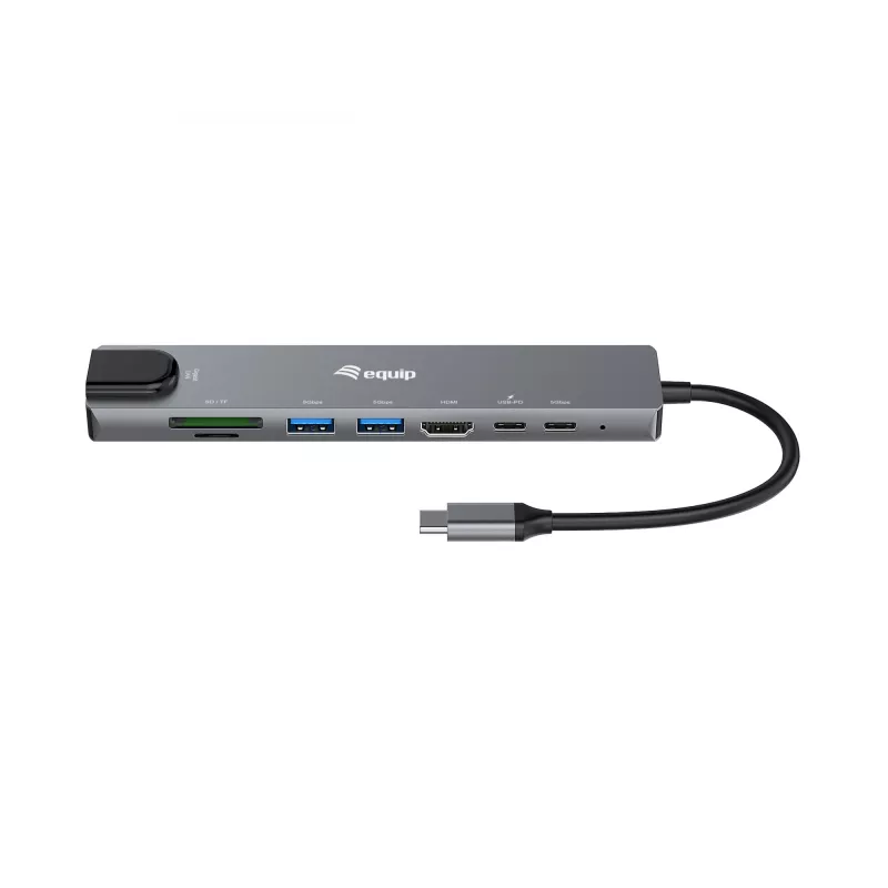 Equip USB-C 8 w 1 wielofunkcyjny adapter, przewodowy, USB Type-C, 100 W, 1000 Mbit/s, 1000BASE-T, IEEE 802.3ab